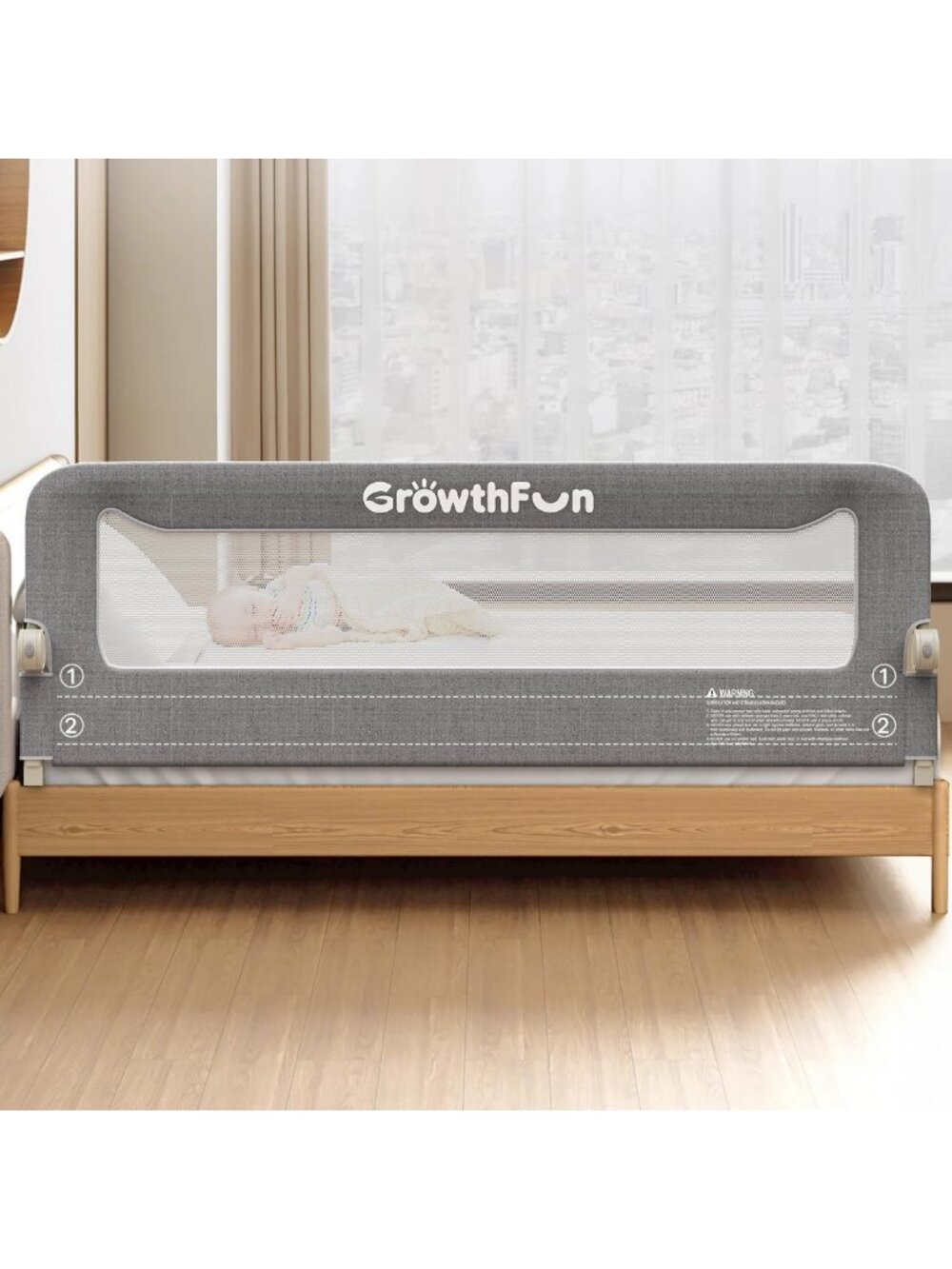 Foldable Toddler Bed Rail - 71in Safety Guard, Reinforced Steel Frame, Easy